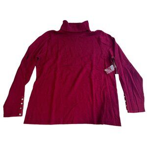 Sarah Spencer Women's Maroon 100% Merino Wool Turtleneck Sweater Size 2X